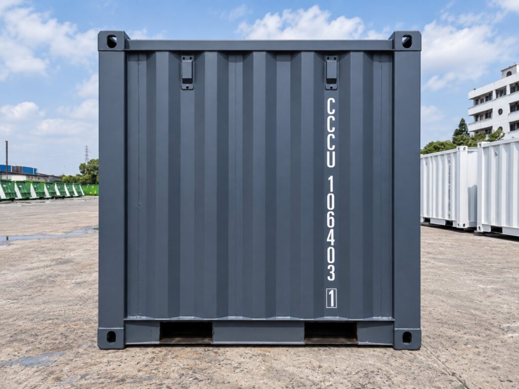 Seitenwand eines 6-Fuß-Containers in Anthrazit mit Staplertaschen im Bodenrahmen